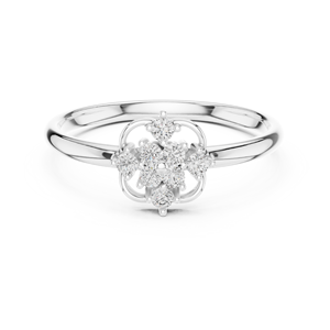 14K Diamond <b>Open</b> <b>Ring</b> with Heart Shape Stone for Engagement - Product Image 3