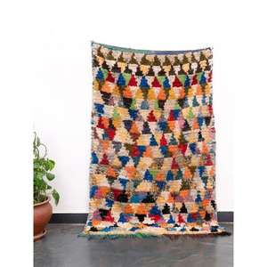 Auténtica Alfombra Marroquí Hecha a Mano, Boucherouite, Estilo Bohemio, Colorida, Vintage, Decoración Artesanal del Atlas - Product Image 1