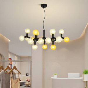 Luminaire suspendu de salon simple nordique pour restaurant, <span class=keywords><strong>boule</strong></span> de <span class=keywords><strong>verre</strong></span> ronde jaune, <span class=keywords><strong>suspension</strong></span> moderne, <span class=keywords><strong>lustre</strong></span> LED - Product Image 1