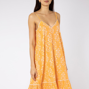 Colección única de verano para mujer Vestido maxi de ocasión con cuello en V de diseñador sin mangas de algodón estampado - Product Image 1