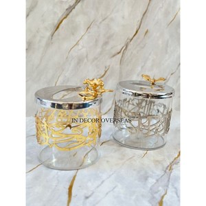 La plupart des fleurs en métal plaqué or de haute qualité de concepteur unique de fantaisie regard attrayant porte-serviettes et boîte de table de pièce maîtresse - Product Image 5