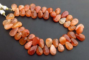 พลอยสีส้มธรรมชาติอัญมณีหลวมลูกปัดลูกแพร์เรียบ9เส้นสีรุ้งประกายอัญมณีสีรุ้งแอฟริกัน - Product Image 4