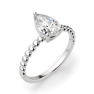 Pear Cut Moissanite Beaded Solitaire Engagement <b>Ring</b> for Women Cute Style RITZIN Brand - Product Image 5