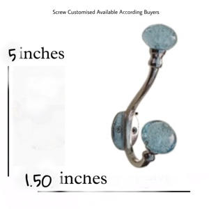 Manteau et crochets à chapeau en fonte de qualité supérieure fabriqués à la main avec un élégant bouton en cristal à bulles Aqua Produit de décoration pour la maison - Product Image 3