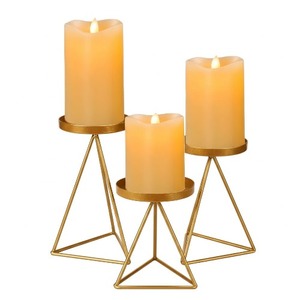 เชิงเทียนสำหรับเทียนเสาชุดเชิงเทียนโลหะเรขาคณิต3ชิ้น - Product Image 3