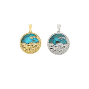 Colgante de Plata de Ley con Turquesa de 12.10 Quilates, Amuleto del Zodiaco Escorpio - Product Image 1