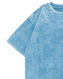 T-shirt unisexe en coton bleu clair délavé surdimensionné, style vintage, épaules tombantes, streetwear décontracté, été, t-shirt unisexe, haut à porter - Product Image 3