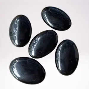 Black Obsidian Healing Crystal Pocket Palm Stone Polished Oval Soap Energy Worry Stones for Anxiety Meditation