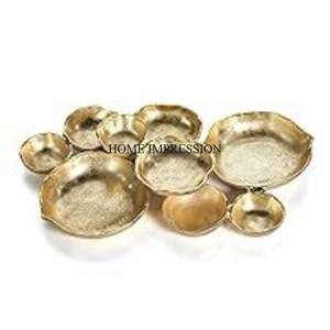 Alta calidad estándar de aluminio fundido chapado en oro desechable ecológico forma grande alimentos artículos ensalada dulces servir Mesa - Product Image 1