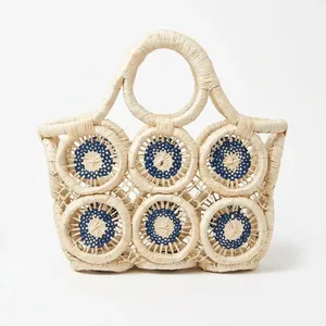 Handwoven raffia <b>Woven</b> <b>Basket</b> Hollow Out Beach Carry <b>Bag</b> for Women Travel Daily Use - Product Image 4