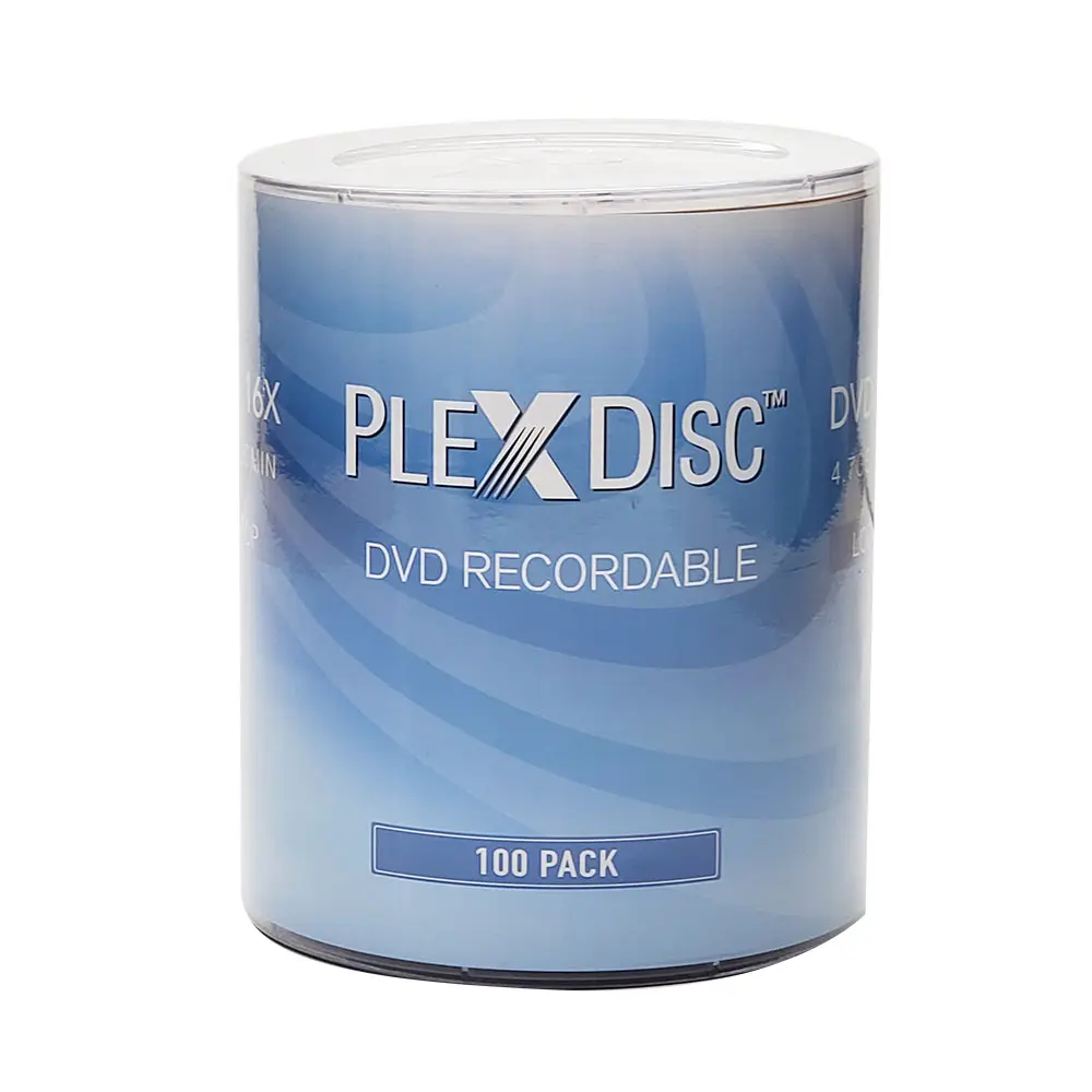 PlexDisc DVD-R 4.7GB 16x Branded Logo Recordable Media Disc - 100 Disc (no Container)