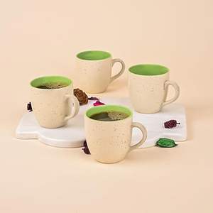 Taza de Té de Cerámica Ecológica Verde, Venta al por Mayor, 200 ml, Taza de Té con Puntos, Tazas para Té y Café, Ideal para Uso Diario, Color Beige-Verde - Product Image 1