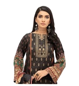 ชุดเดรส3ชิ้นพร้อมคอปัก,ชุดมุสลิมและปากีสถานผู้หญิงชาติพันธุ์สวมสนามหญ้า Salwar Kameez - Product Image 1