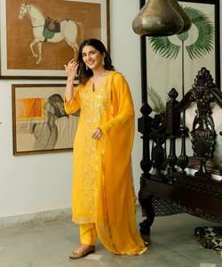 Indian Pakistani Style Salwar Kameez Ready Made Ladies Cotton Suit Stitched Elegant Woman Dresses - Product Image 1