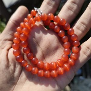 Collar de Piedras de Cornalina Plateadas Naturales, Collar de 8 mm con Cuentas Lisas de Color Naranja, Joyería Artesanal para Regalo de Boda, Cadena en Caja - Product Image 2