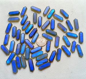 Lote de Gemas Sueltas de Labradorita Azul Flash con Corte Diamante Cabujón para Joyería, Colgantes y Manualidades, Piedras de Fondo Plano, Suministros de Gemas - Product Image 3