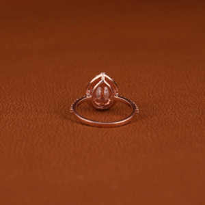 Personalizable Pera Corte Lab-Grown Diamond Ring Pave Set Half Eternity 14KT Rose Gold Halo Classic Trendy Anillo de compromiso IGI - Product Image 3