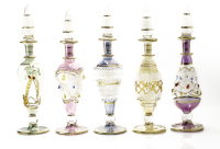 Bouteille de parfum soufflée en verre à motif floral égyptien, imitation antique, pour souvenirs et présentation de parfums à base d'huile