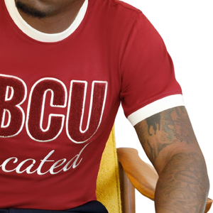 T-Shirt in ciniglia HBCU istruita in cotone marrone neutro con scollo a girocollo greco da confraternita stile KAP Collegiate - Product Image 3