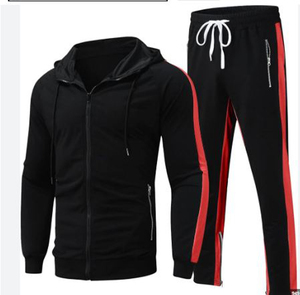 เซ็ตกางเกงฮู้ดแขนยาวสำหรับผู้ชายเสื้อกีฬาลำลองสีเข้ากัน - Product Image 6