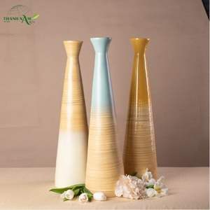 Thanh Nam Arts Modern Coiled Tall Spun Bamboo Tabletop <b>Vase</b> with Natural Gradient Finish Eco-Friendly - Product Image 1