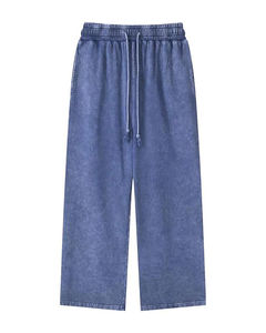 กางเกงวอร์มขากว้างของผู้ชายกางเกงวอร์มขากว้างทำจากผ้าเฟรนช์เทอร์รี่สไตล์วินเทจฟอกสี380gsm ตามสั่ง - Product Image 6