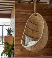 Fauteuil suspendu en forme d'œuf, hamac de patio, chaise suspendue, panier en rotin, hauteur réglable, utilisation intérieure et extérieure
