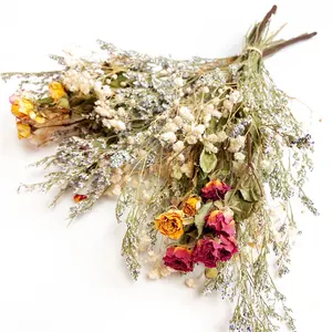 100% fleurs naturelles chrysanthèmes et bébés souffle pour la décoration mixte séché Spray Rose Bouquets de fleurs