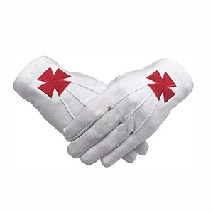 Guantes de algodón bordados de alta calidad Masonic Regalia Guantes de algodón baratos al por mayor Masonic - Product Image 2