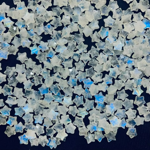 Cuentas de estrella facetadas Briolette de piedra lunar arcoíris Natural de alta calidad, estrellas talladas llamativas azules para la fabricación de joyas pulidas - Product Image 2