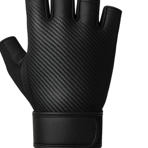 Gants de musculation unisexes à demi-doigts, panneau arrière en fibre de carbone, paume rembourrée résistante, néoprène, sport respirant - Product Image 4