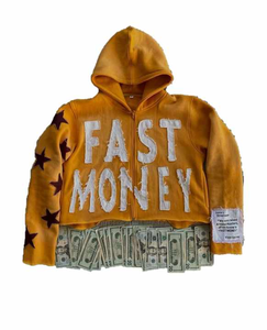 Date Streetwear détresse broderie à capuche polaire blanc Vintage Double couche acide lavage soleil délavé en détresse sweats à capuche pour hommes - Product Image 5