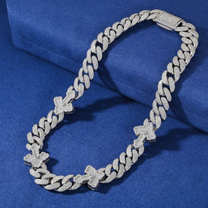 Cadena de eslabones cubanos con estilo Popular, collares de Hip Hop de Plata de Ley 925 con diamantes cultivados en Leb para hombres - Product Image 4