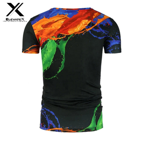 เสื้อยืดออกกำลังกายแขนสั้นผู้ชาย ผ้าโพลีเอสเตอร์น้ำหนักเบา พิมพ์ลายดิจิทัล ระบายอากาศ แห้งเร็ว ทรงปกติ สวมใส่สบาย - Product Image 4