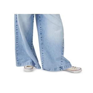 Jeans a Gamba Larga in Cotone Free People Open Sky Blue Equinox, Pantaloni Boyfriend Traspiranti in Denim Stile Semplice Taglia XL con Logo in Vita - Product Image 6