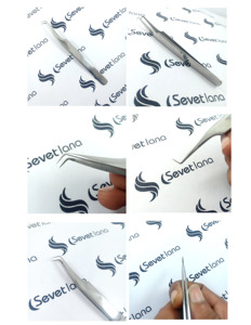 Custom Logo Bulk Private Label Precision Anti-Static Lash <b>Extensions</b> Tweezers Set Gold Finish Stainless Steel Box Curved - Product Image 4