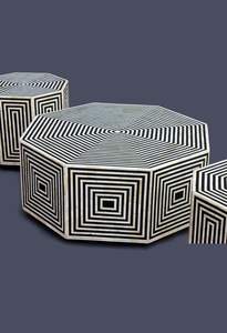 Mesa Auxiliar Moderna con Incrustaciones de Hueso y Almacenamiento, Hecha a Mano y Ecológica - Product Image 2