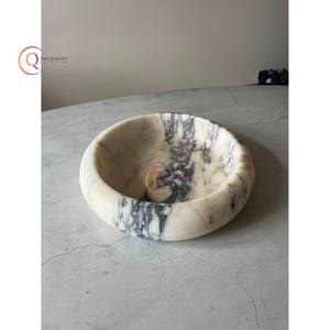 Bol de service alimentaire en marbre Style japonais fait à la main forme ronde aspect attrayant table mariage et fêtes bol de service fournitures - Product Image 6