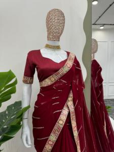 Vêtements de mariée crêpe/crêpe saree avec travail du diamant pour le prix de gros saree de luxe pour les achats en gros - Product Image 6