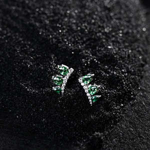 NOVAMART Fine 925 Sterling Silver Reina <b>Stud</b> <b>Earrings</b> Pear & <b>Emerald</b> Cut Diamond with Gold Pearl for Weddings Engagements Wholes - Product Image 3