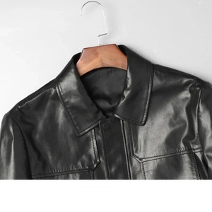 Veste en cuir d'agneau véritable pour homme, hiver, noire, décontractée, streetwear, imperméable, respirante, écologique - Product Image 1