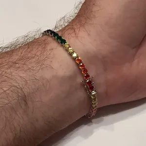 สร้อยข้อมือเทนนิสสีรุ้ง4มม. สีเงิน925ทึบพร้อมหิน CZ หลากสี6 " - 8.5" - Product Image 4