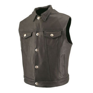 2023 Unique High Quality Men Leather Motorbike <b>Vest</b> Custom Printed Logo Breathable OEM Services Motorbike Leather <b>Vest</b> - Product Image 3