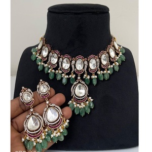 สร้อยคอแฟชั่นดีไซเนอร์จาก kundan สร้อยคอเพทายประกายออกแบบมาสำหรับผู้หญิงสาวๆสำหรับงานแต่งงานงานหมั้น - Product Image 1