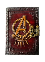 Diario de viaje de cuero marrón y amarillo Vintage DE LOS Vengadores con opción de logotipo personalizado con diseño de pentagrama-Cuaderno de papelería de regalo