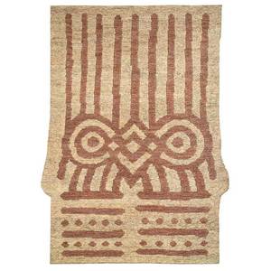 พรมปูพื้นทำมือจากปอกระเจาและป่านสีเบจและสีน้ำตาล ลายเรขาคณิต สำหรับใช้ในบ้าน-PKJT-27 - Product Image 1