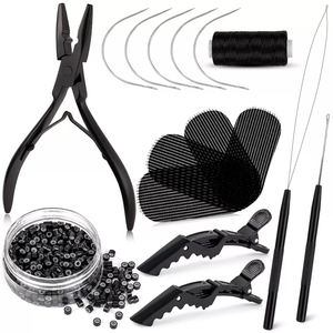 Outils d'extension de cheveux Pince Microlink 500 perles tirant des pinces à crochet Aiguilles courbes - Product Image 1