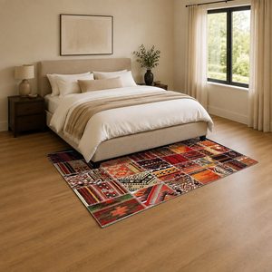 <b>RUGS</b> DEPOT LXDP-0569 Wholesale Red Burgundy Vintage Patchwork Digital Printed Machine Washable Chenille Area <b>Rug</b> <b>Non</b> <b>Slip</b> - Product Image 3