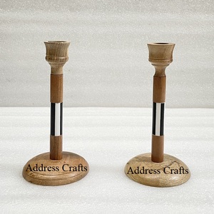 Polished Rustic Wood and Resin Candle <b>Sticks</b> Candle Holder for Wedding & Christmas Decor Wood Lanterns & Candle Jars Stand" - Product Image 2