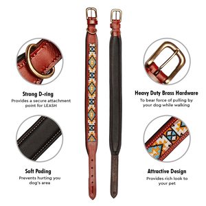 Collar de Perro de Cuero con Cuentas Sólidas, Hecho a Mano, de Lujo, Personalizado, Acolchado, Duradero, Transpirable, Ajustable, para Perros Grandes/Medianos - Product Image 4